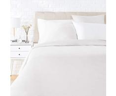 AmazonBasics - Bettwäsche-Set, Satin - 155 x 220 cm / 80 x 80 cm x 2, Weiß