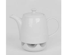 Holst Porzellan Teekanne 1,2 l mit Stövchen, Porzellan, Weiß, 23.5 x 15 x 20.5 cm