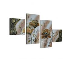 Bilderdepot24 Mohn 2 handgemaltes Leinwandbild 80x50cm 4 teilig 102