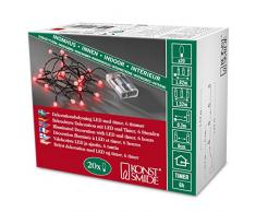 Konstsmide 1491-557 LED Globelichterkette mit runden Dioden / für Innen (IP20) / Batteriebetrieben: 3xAA 1.5V (exkl.) / 6h Timer / 20 rote Dioden / schwarzes Kabel