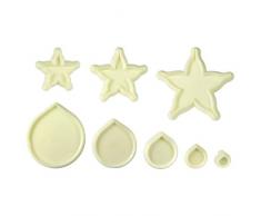 JEM 103FF004 Ausstechformen für Rosenblüten und Blütenkelche, Sortiment, 8-teilig, Kunststoff, Ivory, 14 x 2 x 18.5 cm