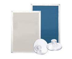 Lichtblick Dachfenster Sonnenschutz Haftfix in Blau, 59 x 113,5 cm, Thermorollo mit reflektierender Außenbeschichtung, ohne Bohren, mit Saugnäpfen für M08