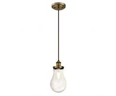 Westinghouse Lighting Einflammige Pendelleuchte, Ausführung Messing antik mit klarem Tropfenglas, Glas, 1 W, Tropfen-Klarglas, 14 x 14 x 159 cm
