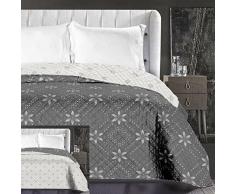 DecoKing 86827 Tagesdecke 240 x 260 cm weiß Graphit grau Stahl anthrazit Bettüberwurf zweiseitig pflegeleicht Blumen Blumenmuster Blumenmotiv White Grey dimgray Steel Hypnosis Collection Snowy Night