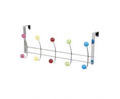 Compactor Konfetti Tür-Kleiderhaken mit 10 farbigen Holz, Chromium Plated Steel | Wooden Colored, Chromé/Multicolor Balls, Nicht zutreffend