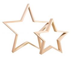 Rayher 62829000 Holz-Rahmen Sterne Set, 2 Holz-Sterne, 35 cm und 24,5 cm ø, weihnachtliche Dekoration