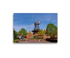 Calvendo Premium Textil-Leinwand 45 cm x 30 cm quer, Windmühle in Ditzum | Wandbild, Bild auf Keilrahmen, Fertigbild auf echter Leinwand, Leinwanddruck: Papenburg und das Rheiderland Orte Orte