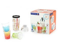 Luminarc Crazy Farben 5-teiliges Cocktail Set mit World Cocktail Shaker 20 Oz/58 cl | bedruckter Rezept Cocktail Shaker, Glas Cocktail Shaker, Arcoroc Cocktail Shaker (NEU für 2014) Kostenloser UK Versand