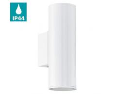 EGLO LED Außen-Wandlampe Riga, 2 flammige Außenleuchte, Wandleuchte aus verzinktem Stahl, Farbe: Weiß, IP44