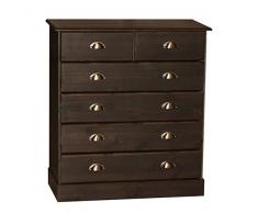 NJA Furniture Terra Kommode mit 6 Schubladen, dunkles Kiefernholz, 91 x 82 x 39 cm