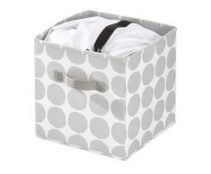 iDesign Stoffbox, kleine faltbare Aufbewahrungsbox aus Baumwoll-Polyester-Mischung mit 2 Griffen, gepunktete Ordnungsbox für Schrank, Schlafzimmer und Kinderzimmer, grau