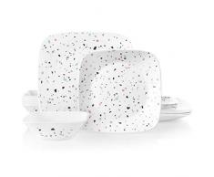 Corelle Terrazzo und Amalfi Rosa Style Collection Tafelservice für 6 Personen, splitterfest, 18-teilig 18-teiliges Set 18-Piece Terrazzo Rosa (Quadrat)