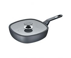 Berndes Quadropfanne inkl. Glasdeckel 26x26 cm mit Silikonrand l Pfanne antihaftbeschichtet und spülmaschinengeeignet l Induktion l viel Platz durch quadratische Form mit 3,5 Liter l 0016415411