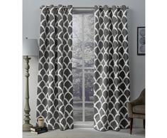 Exclusive Home Curtains Vorhang „Durango geometrischem Printmuster, gewebter Satin-Vorhang, 1 Paar mit Ösen, Polyester, Black Pearl, 52x108