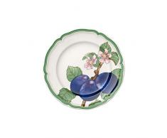 Villeroy & Boch French Garden Modern Fruits Frühstücksteller Pflaume, 21 cm, Premium Porzellan, Weiß/Bunt