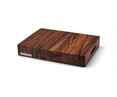 Continenta Hackblock aus Akazienholz, geölte Oberfläche, extrem edle Optik, massives Schneidebrett, mit Metall Emblem, Größe: 39,5 x 30 x 6 cm