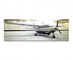 Panoramabild auf Leinwand und Keilrahmen 150x50cm Segelflieger Flugzeug Wolkenhimmel