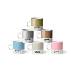 Pantone Porzellan Espressobecher 6er-Set, 6 Espressotassen Ã 120 ml, coffee, mit Henkel, spÃ¼lmaschinenfest, Pastell- und Metallfarben