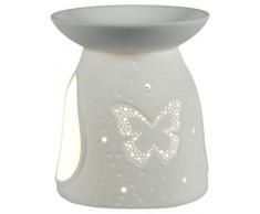 Himmlische Düfte Geschenkartikel GmbH Oilburner Schmetterling Duftlampe, Porzellan, weiß, 10 x 10 x 12 cm