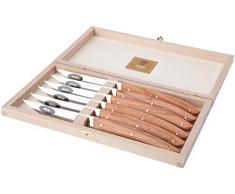 Claude Dozorme 2.90.001.89 6 Steakmesser Thiers in Box aus Buchenholz, Griff aus Olivenholz