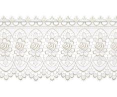 Plauener Spitze by Modespitze, Store Bistro Gardine Scheibengardine mit Stangendurchzug, hochwertige Stickerei, Höhe 32 cm, Breite 96 cm, Creme