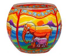 Himmlische Düfte Geschenkartikel GmbH Elefants Windlicht, Glas, bunt 11x11x9 cm