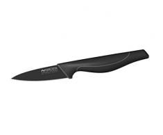 Nirosta Gemüsemesser Wave, Küchenmesser aus Edelstahl mit Soft-Touch Griff, handgeschärfte Klinge mit schwarzer Antihaftbeschichtung, Obstmesser (Klingenlänge: ca. 9 cm), Menge: 1 Stück