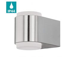EGLO LED Außen-Wandlampe Briones, 2 flammige Außenleuchte, Wandleuchte aus Aluguss und Kunststoff, Farbe: Silber, weiß, IP44