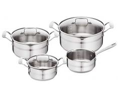 Tefal E891S7 Jamie Oliver Brushed 7-teiliges Topfset, bestehend aus 3 Kochtöpfen mit Deckel (16 cm, 20 cm, 24 cm) und Kasserolle (16 cm), Edelstahl