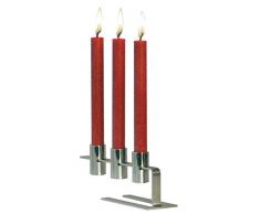AMABIENTE - Designcandles Designcandles Myc3 3er Kerzenleuchter Plus 6 Kerzen 19 in Box, Edelstahl, 32 x 10,8 x 7 cm, Silber, 32 x 10.8 x 7 cm, 6-Einheiten