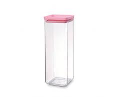 Brabantia 290107 Stapelbare Vorratsdose, rechteckig, 2.5 L, Plastik, tasty colours rosa, 11 x 11 x 29,5cm