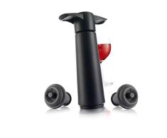 Vacu Vin 09814606 Weinpumpe schwarz mit 2 Stopfen