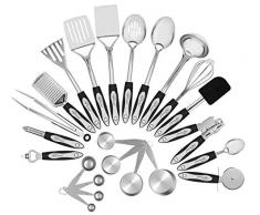 Chef Essential Küchenhelfer-Set, Edelstahl, 23-teilig, bestes Weihnachtsgeschenk, alles, was Sie zum Kochen brauchen, inklusive, hitzebeständig bis 450 Grad, Messlöffel inklusive, leicht zu reinigen