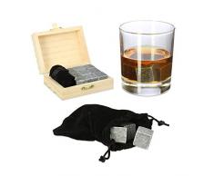 Relaxdays Whisky Steine, Speckstein, Eiswürfel wiederverwendbar, Geschenk Set, Box, HxBxT: 3,5 x 10 x 8 cm, anthrazit