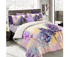 Italian Bed Linen Bettwäsche mit Digitaldruck, Gesamt-Abdeckung auf Bettbezug und Kissenbezügen, Doppelbettgröße, 100% Baumwolle 250x200x1 cm Multicolore (Sec15)