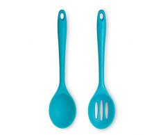 Zeal JSET6A Kochlöffel und Löffel aus Silikon, antihaftbeschichtet, Aquamarin, 2-teiliges Set