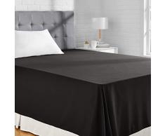 AmazonBasics Bettlaken, Mikrofaser, Schwarz, 230 x 260 + 10 cm
