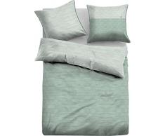 TOM TAILOR 0079777 Melange-Jersey Bettwäsche Garnitur mit Kopfkissenbezug mit Paspel (Baumwolle) 1x 155x200 cm + 1x 80x80 cm, Jade