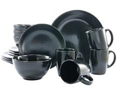 Creatable, 17544, Serie Black and White, 16 teilig schwarz-matt Kombiservice, Stein, 41 x 33 x 31 cm, Einheiten