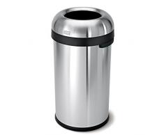 Simplehuman Offener Abfalleimer, rund, gebürstete Edelstahl-Optik, 60 l
