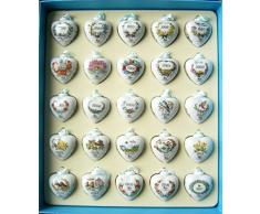 Hutschenreuther 25 Miniherzen (1993-2017), limitiert auf 1.000 Stück/Höhe 4,5 cm Setzkasten, Porzellan, bunt, 32 x 28.5 cm