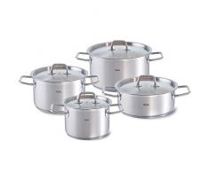 Fissler berlin / Edelstahl-Topfset, 4-teilig, Kochtopf-Set, Töpfe mit Deckel, stapelbar, Abgießhilfe Set, Induktion, alle Herdarten (3 Kochtöpfe, 1 Bratentopf)