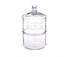 Laguiole Bonboniere aus Glas, mit Gravur, 2 Etagen aus Glas, stapelbar, Dekoration, für Candy Bar für Hochzeiten, Taufen, Geburtstagsfeiern ? Gesamtkapazität 3 l ? Glas ? transparent