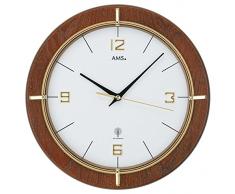 AMS Funk-Wanduhr, Holz, Mehrfarbig, 35 x 35 x 12 cm