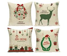 Gspirit 4 Stück Überwurf Kissenbezug Weihnachten Deko quadratisch Kissenbezug Couch Baumwolle Leinen für Wohnzimmer Sofa Bett mit unsichtbarem Reißverschluss 45,7 x 45,7 cm Set 3