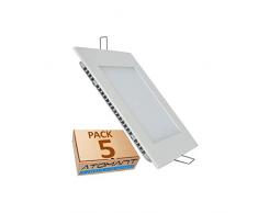LED Atomant Quadratische Panel 18 W Downlight LED, Kaltweiß 6500 K, 1600 LM, Driver inbegriffen, 5er-Pack