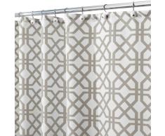 InterDesign Trellis Textil Duschvorhang | Duschabtrennung für Badewanne und Duschwanne mit Spalier-Motiv | 180 cm x 200 cm Vorhang aus Stoff | Polyester grau