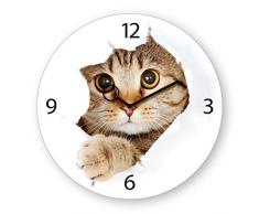 Wanduhr aus Glas, rund, Come Kitty!, süße Katze, 30x30 cm von Eurographics