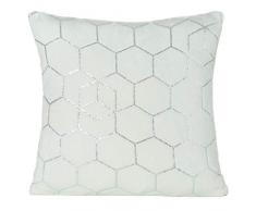 Eurofirany Tagesdecke Vanesa Wohndecke mit silbernem Honigwabe-Muster Kissenbezüge Kuscheldecke Sofadecke 2-er Pack, Polyester, Creme, 40x40 cm, 2