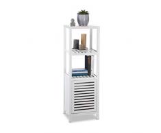 Relaxdays Bambus Regal 4 Ablagen, Schrankteil, magnetischer Verschluss, Holzregal, HxBxT: 110 x 36,5 x 33 cm, weiß, Natur